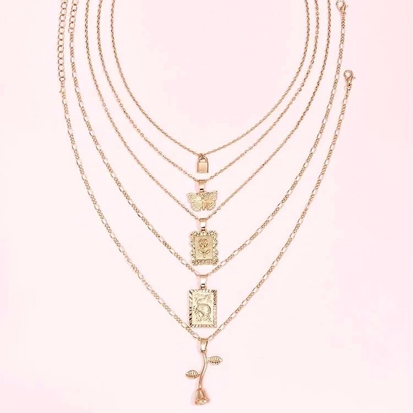 โญ๏ธ2/$30 NEW GORGEOUS GOLD TONED NECKLACES WITH ROSE CHARMS ๐น - Picture 5 of 5
